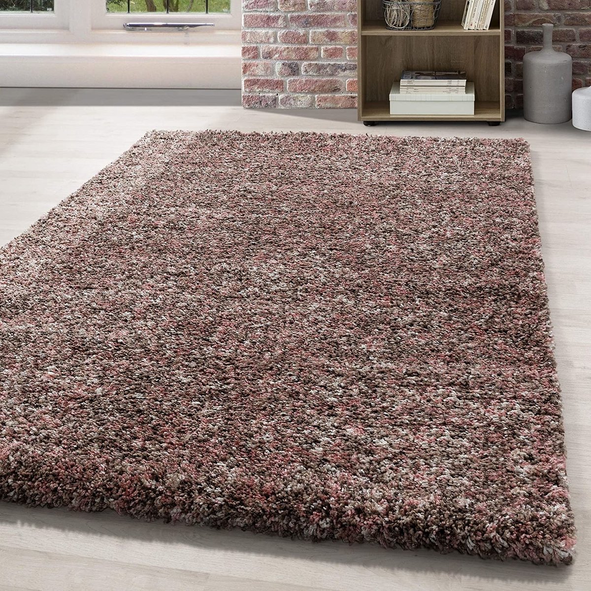 Flycarpets Lorium Vloerkleed - Roze / Beige / Mocca - Hoogpolig - 280x380 cm