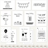 Cartes d'anniversaire de Luxe - 12 pièces - Avec autocollants de fermeture - Hip Design - Papier - Cartes de vœux - Carte d'anniversaire