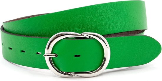 Thimbly Belts Ceinture femme vert pomme - ceinture femme - 4 cm de large - Vert - Cuir véritable - Tour de taille : 90 cm - Longueur totale de la ceinture : 105 cm