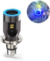 VCTparts Phare LED H4 Angel Eye Blauw- Wit 6000K (1 pièce) [Moto - Voiture - Scooter]