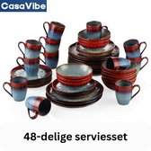 CasaVibe Serviesset – 48 delig – 12 persoons – Porselein - Luxe – Bordenset – Dinner platen – Dessertborden