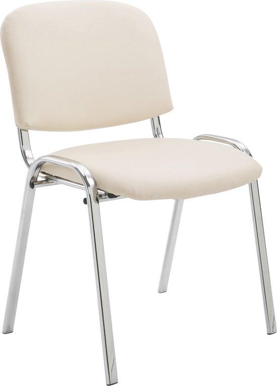 Clp Ken - Chaise de salle à manger - Aspect chrome - Cuir artificiel - crème
