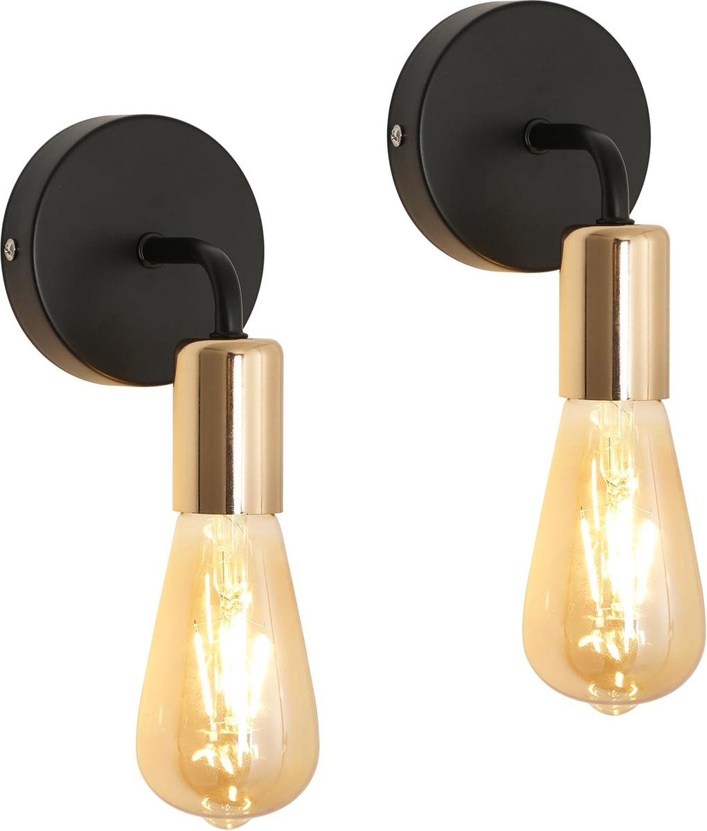 Goeco wandlamp - 19cm - Klein - E27 wandlamp - 2 pack - Lampen Niet Inbegrepen