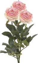 Emerald Kunstbloem roos Simone - 3x - roze - 73 cm - decoratie bloemen