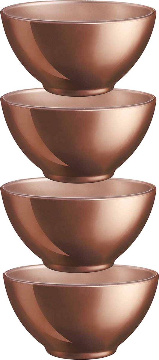 Luminarc Kommetjes/soepkommen/schaaltjes voor dessert/ontbijt - 4x - Glas - D13 x 6 cm - koper
