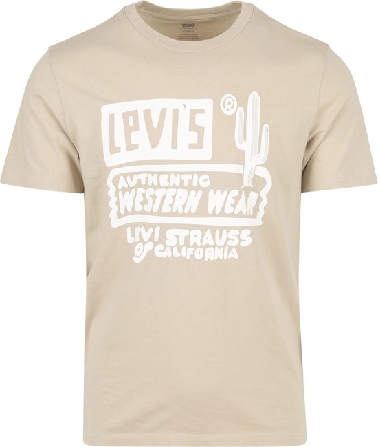 Levi's - Graphic Western Feather T-Shirt Greige - Heren - Regular-fit