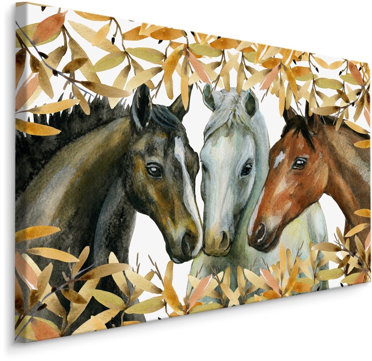 karo-art Schilderij - 3 Paarden (print op canvas), multi-gekleurd, 4 maten, wanddecoratie Multikleur