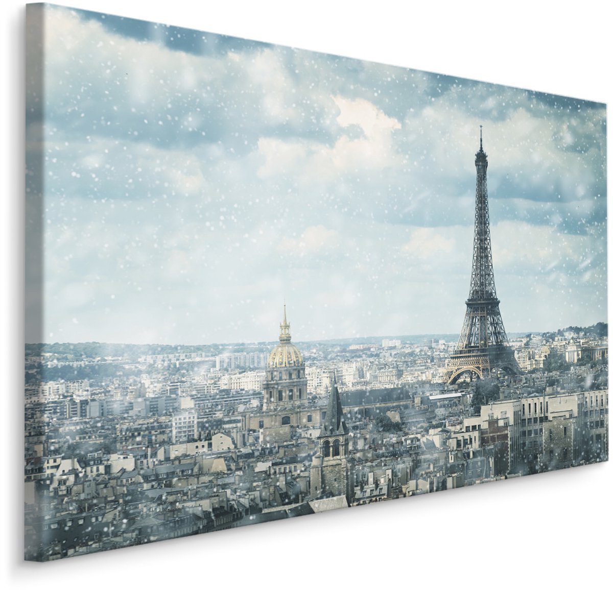 karo-art Schilderij - Winter in Parijs , Wanddecoratie , Premium print Multikleur