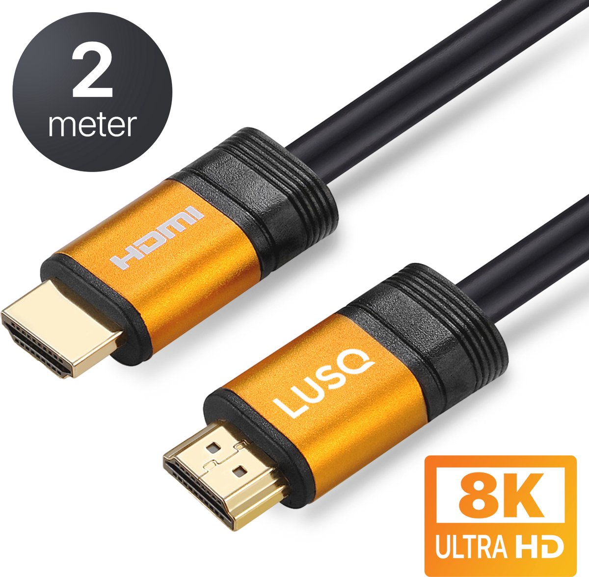 LUSQ® - Premium HDMI Kabel 2.1 - Ultra HD 8K - 4K 120hz - 2 meter - Oranje