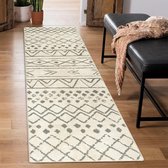 Loper tapijt 60 x 210 cm antislip lang keukentapijt wasbare tapijtloper zachte microvezel geometrisch tribal tapijt looptapijt (beige)