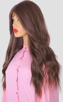 Bruine Pruik Dames – Adore My Wig – Straight Lace Wig – Synthetische Pruik – Haarverlenging - Wasbare Pruiken – Golvende Pruik Dames en Heren