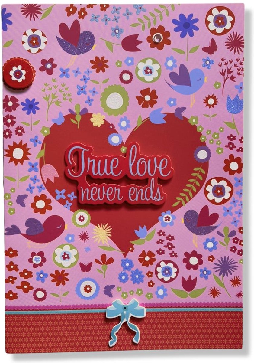 XXL Luxe 3D Valentijnskaart bloemen - 18.5x26.5cm - Inclusief gekleurde envelop