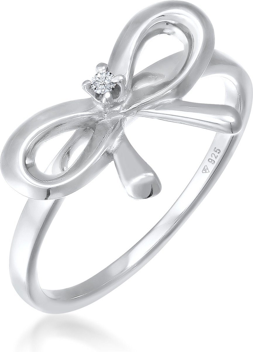 Elli PREMIUM - Ring - Dames strik trend met diamant (0,015 ct.) in 925 sterling zilver - Dames