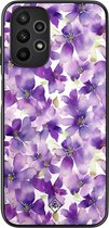 Casimoda® hoesje - Geschikt voor Samsung Galaxy A23 - Floral Violet - Zwart TPU Backcover - Bloemen - Paars