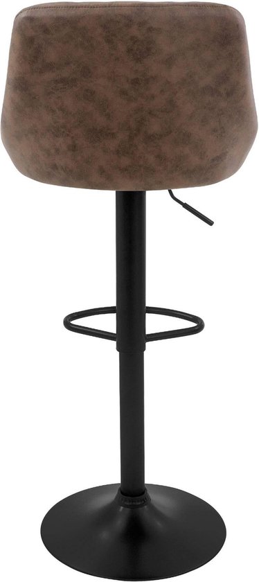 Lot de 2 tabourets de bar revêtement en simili cuir marron avec dossier et repose-pieds réglables en hauteur 62-82 cm ML- Design