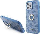 Guess iPhone 15 Pro Hardcase hoesje – Backcover – 4G Met Ringhouder – Blauw
