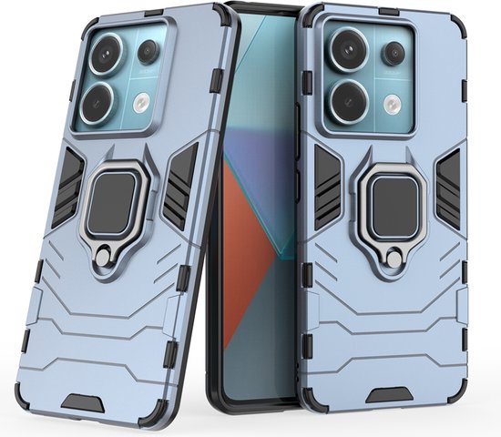 Xiaomi Redmi Note 13 Pro 5G Hoesje - MobyDefend Dubbelgelaagde Pantsercase Met Standaard - Blauw - GSM Hoesje - Telefoonhoesje Geschikt Voor Xiaomi Redmi Note 13 Pro 5G