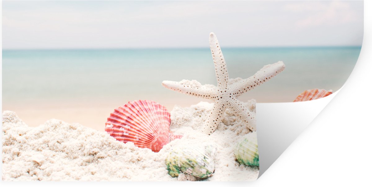 Muurstickers - Sticker Folie - Zee - Zeester - Schelpen - 120x60 cm - Plakfolie - Muurstic