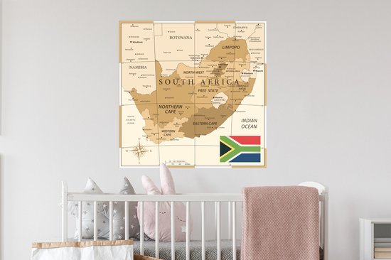 Sticker Muursticker illustration Afrique - Illustration de l'ancienne carte de l' Afrique - 80x80 cm - feuille autocollante - sticker mural repositionnable