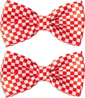 Partychimp Carnaval verkleed vlinderstrikje Brabant - 2x - rood/wit - polyester - heren/dames