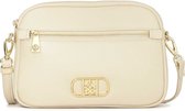 Beige handbag with a pocket on the front