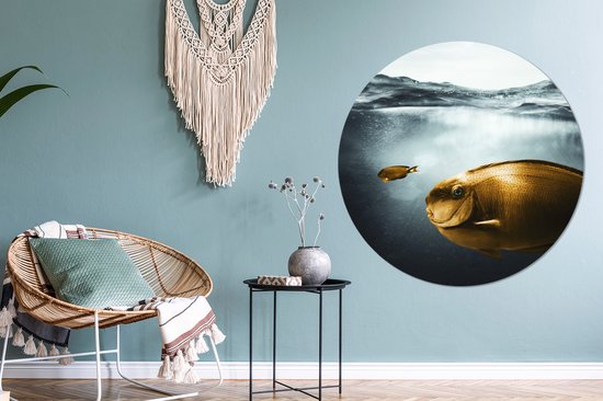 WallCircle - Cercle mural - Cercle mural - Mer - Pêche - Or - Aluminium - Dibond - 140x140 cm - Intérieur et Extérieur