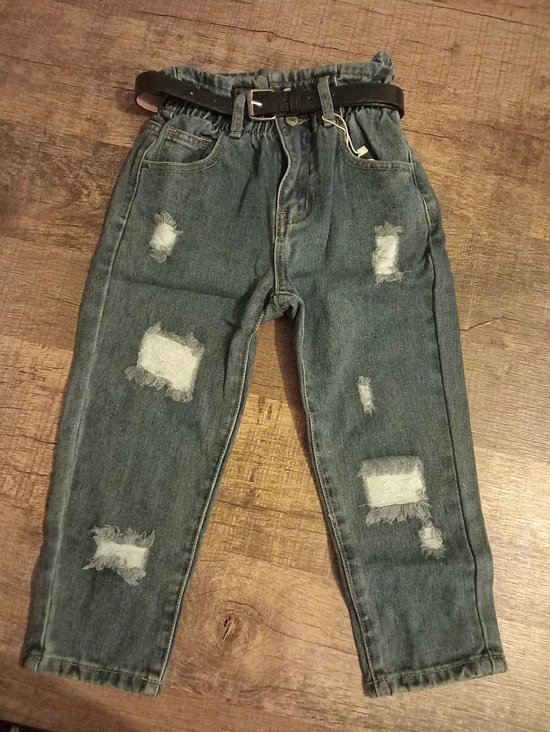 Jeans broek met scheurtjes - Loévia jeans - blauw - maat 98/104