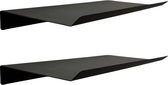 Serra Fé - wandplank - zwevend - zwart - metaal - set van 2 - 30x15cm per stuk