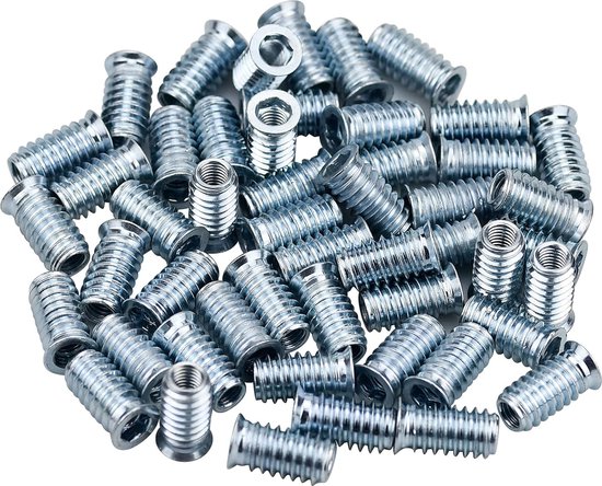 Inserto Roscado M8 X 25 Mm, Inserto De Madera, Tuercas De Tornillo Tuerca Hexagonal Roscada De Aleacion De Zinc Enchufe Hexagonal Atornillado 100 Piezas 81081680