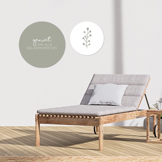 Label2X - Cercle mural feuille blanc - Ø 100 cm - Dibond - Multicolore - Cercle mural - Tableau rond - Décoration murale Cercle - Décoration murale ronde - Décoration pour salon ou chambre