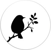 Label2X - Muurcirkel vogeltje lente wit - Ø 12 cm - Forex - Multicolor - Wandcirkel - Rond Schilderij - Muurdecoratie Cirkel - Wandecoratie rond - Decoratie voor woonkamer of slaapkamer