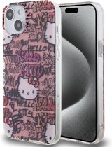 Coque Arrière Hello Kitty – iPhone 15 Plus TPU – Tags Graffiti – Rose