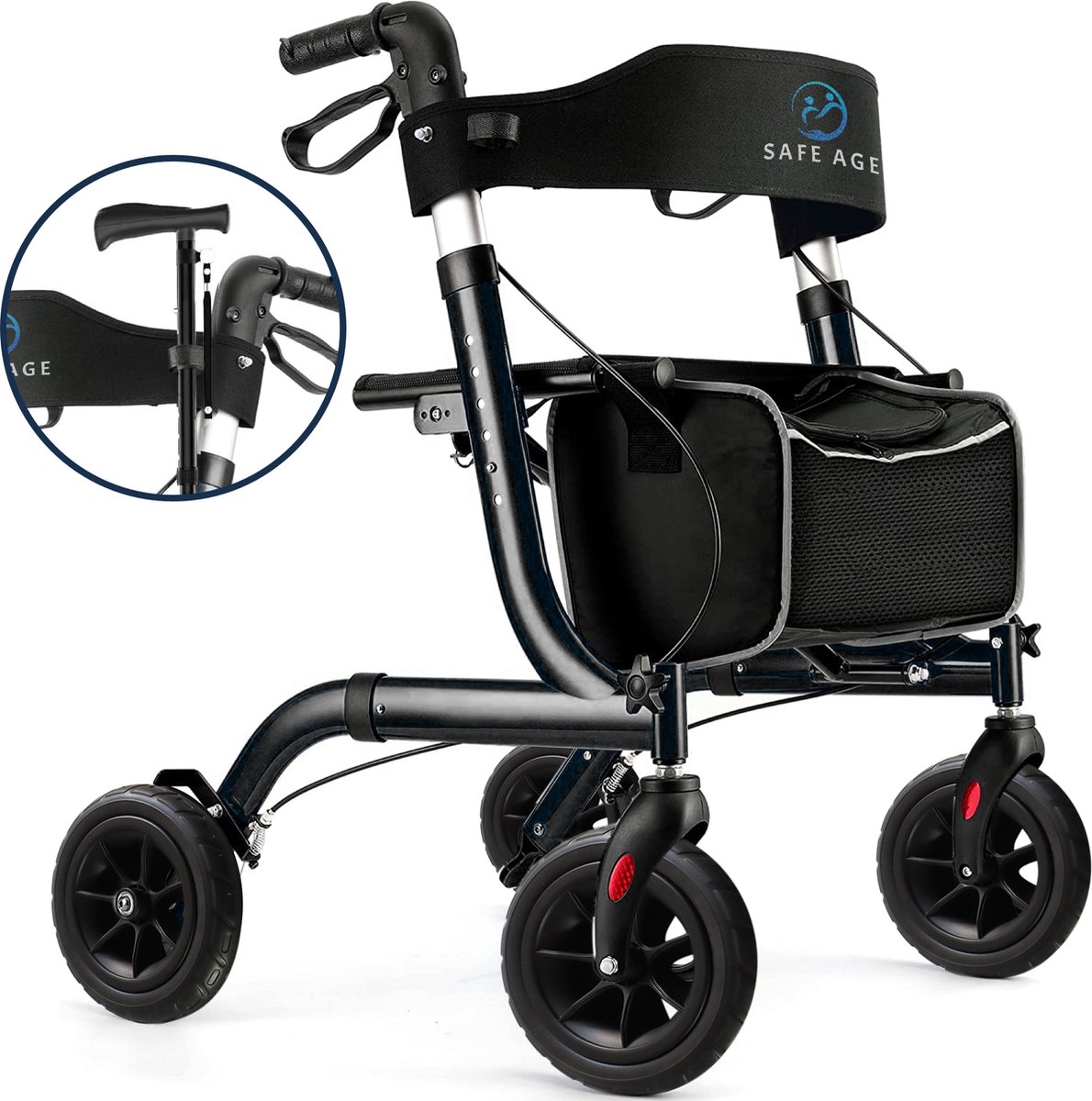 Goedkoopste Safe Age® Rollator lichtgewicht en opvouwbaar - zitfunctie - voor binnen en buiten - Rugleuning en wandelstok houder