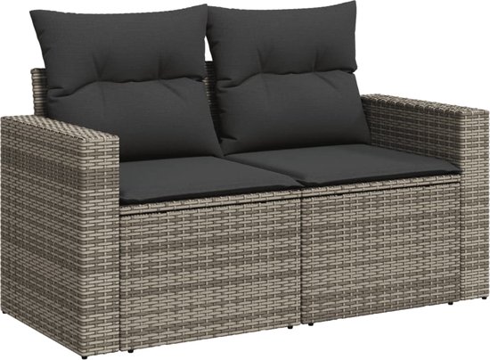 vidaXL - Tuinbankje - Grijs - Poly rattan | Leen Bakker vidaXL - Tuinbankje - Grijs - Poly rattan | Leen Bakker