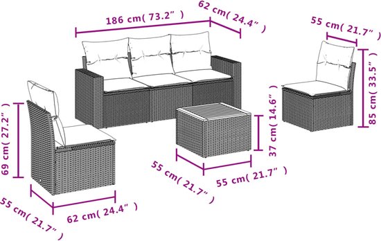 vidaXL-6-delige-Loungeset-met-kussens-poly-rattan-zwart