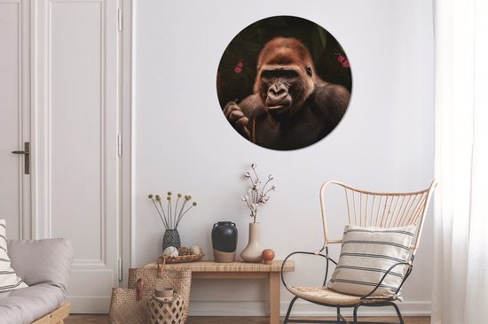 WallCircle - Cercle mural ⌀ 90 - Animaux - Papillon - Singe - Tableaux ronds salon - Plaque murale ronde - Cercle de Décoration murale - Décoration de chambre à l'intérieur - Cercle Décoration murale - Accessoires de maison