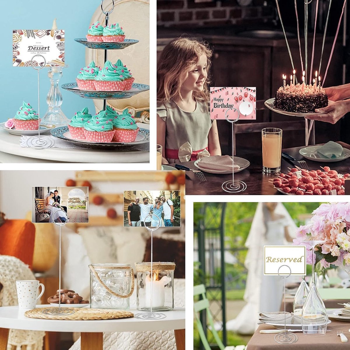 10st Plaats Kaarthouders, Leuke Tafel Nummer Houders Tafel Foto Stands, Elegante Draad Foto Houder Menu Memo Clips, Idee voor Bruiloft, Verjaardagsfeestje