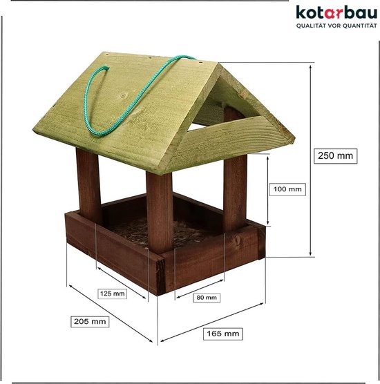 Vogelvoederhuisje Hangend Berk met Mos 24 x 24 x 22 cm | Garden Spirit