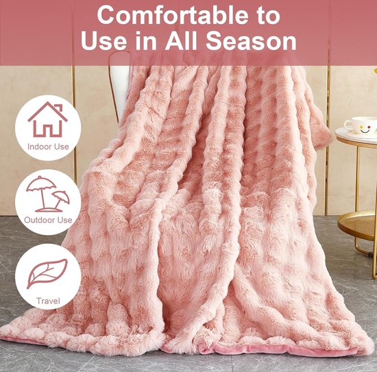 Touchat Luxe faux konijnenbont plaid 700 g/m² ultrazachte