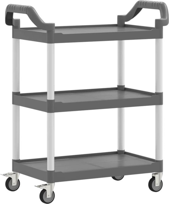 Trolley 3-laags 43x34x79 cm staal antracietkleurig