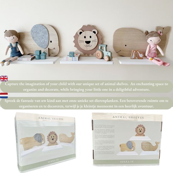 Serra Fé - wandplank kinderkamer - set van 3 wandplanken van 35 cm - hout — afbeelding 2