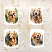 Lot de 4 tasses Golden Retriever, vaisselle pour les amoureux des chiens, chien, tasse à thé, tasse, sac à café, café, cadeau, mère, grand-mère, décoration de Pâques, Noël, anniversaire