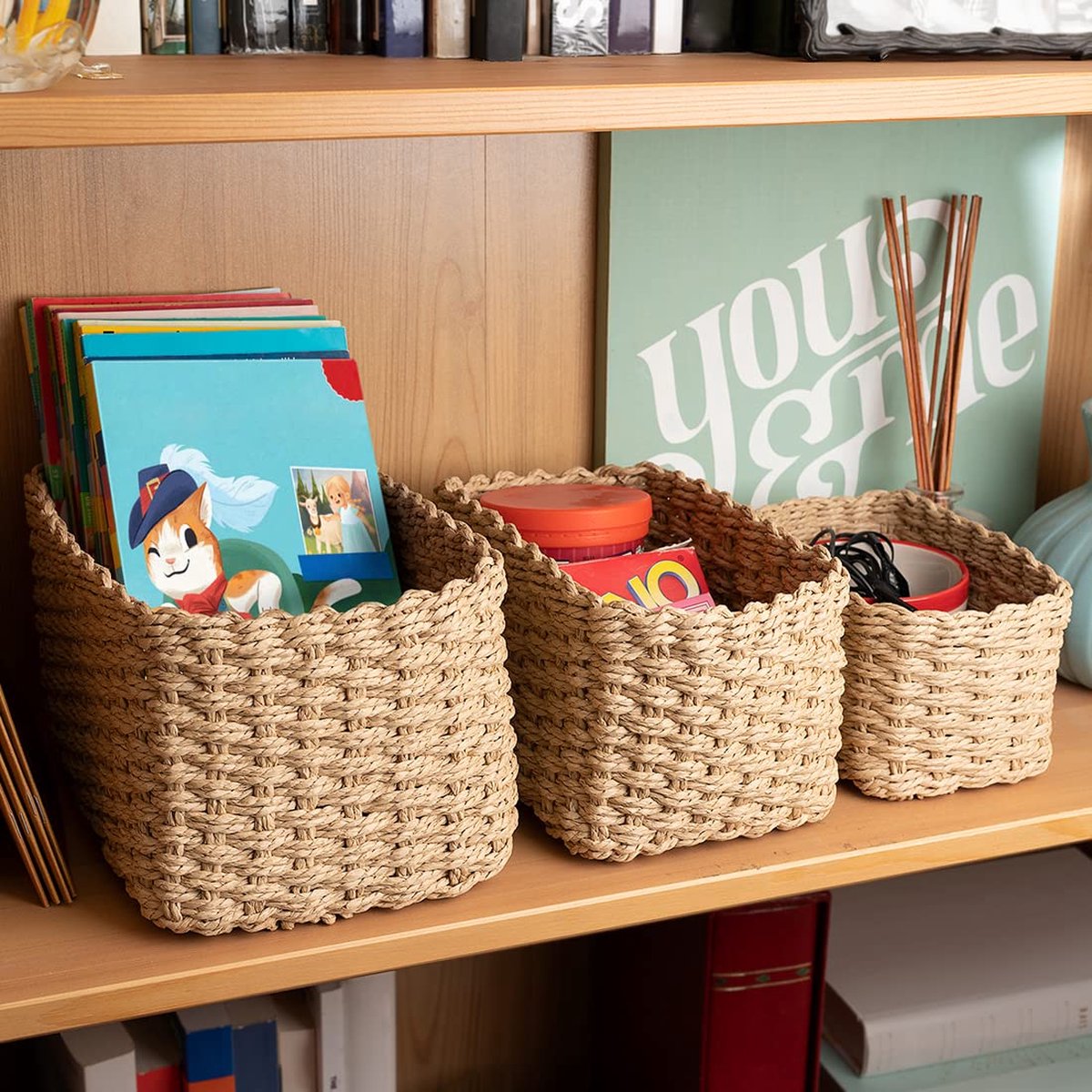 Lot De 6 Paniers Rangement Tissu Motifs Géométriques | Paniers / Boîtes De Rangement | Pier Import