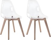 Set van 2 stoelen AUDRA - Polycarbonaat en beuk - Transparant L 47 cm x H 85 cm x D 52 cm