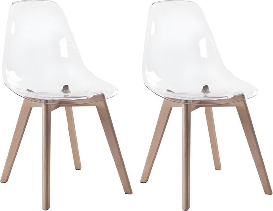 Set van 2 stoelen AUDRA - Polycarbonaat en beuk - Transparant L 47 cm x H 85 cm x D 52 cm