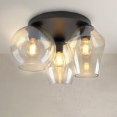Olucia Lazaro - Design Plafondlamp - 3L - Aluminium/Glas - Amber;Zwart - Rond - 40 cm