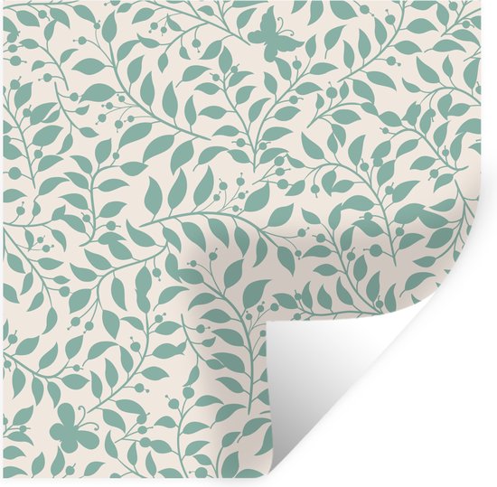 Stickers muraux - Feuilles - Vintage - Motifs - 80x80 cm - Film adhésif