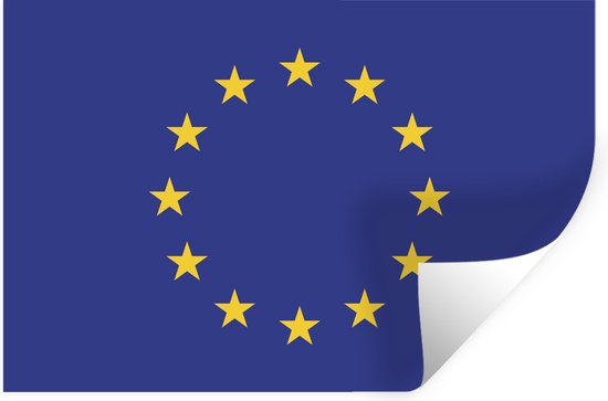 Muurstickers - Sticker Folie - Vlag - Europese Vlag - Europa - 90x60 cm - Plakfolie - Muurstickers Kinderkamer - Zelfklevend Behang - Zelfklevend behangpapier - Stickerfolie