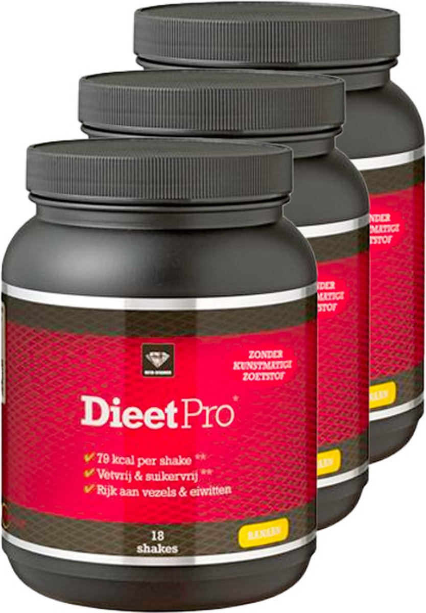 Goedkoopste Dieet Pro | Stevia | Banaan | 3 stuks | 3 x 400 g