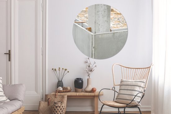 WallCircle - Wandcirkel ⌀ 120 - Beton - Bouwen - Bouwplaats - Ronde schilderijen woonkamer - Wandbord rond - Muurdecoratie cirkel - Kamer decoratie binnen - Wanddecoratie muurcirkel - Woonaccessoires XXL